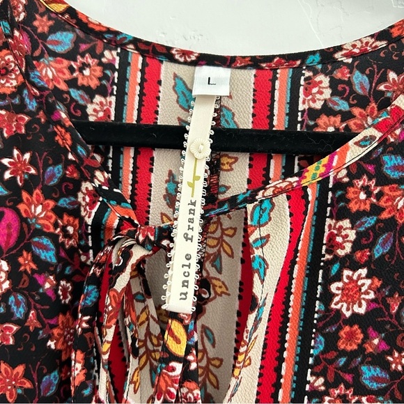 Uncle Frank Boho Floral Dress Size Large Bohemian Fall Autumn Dress Knee Length - Picture 3 of 11